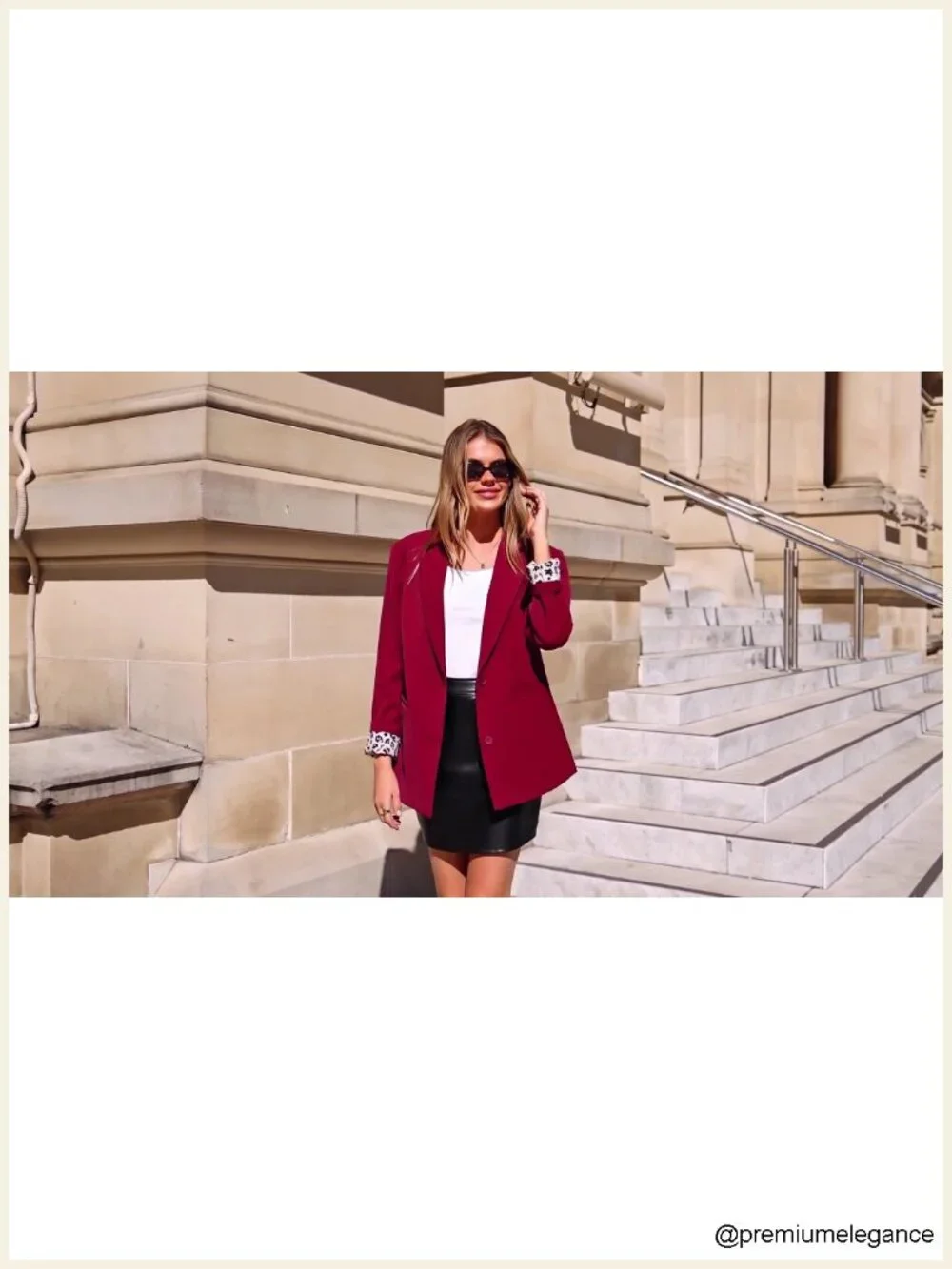 Open Front Leopard Lining Blazer Suit Jacket Women Notch Lapel Long Sleeve